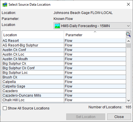 Select Source Data Location Dialog