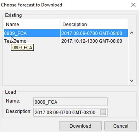 Choose Forecast to Download Dialog