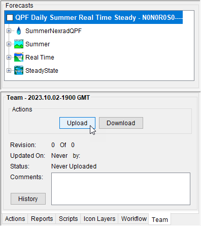 Team Tab - Upload Forecast Option