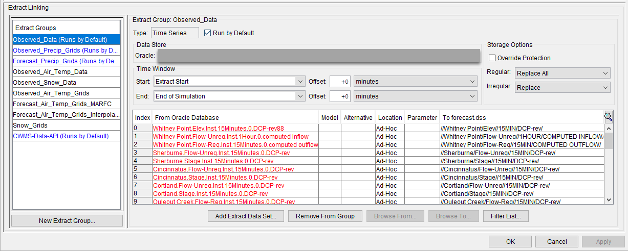 Extract Linking Section of the Extract Editor Dialog