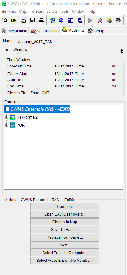 Modeling Tab - New Ensemble Forecast Run