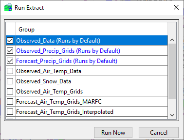 Run Extract Dialog Run Extract Dialog