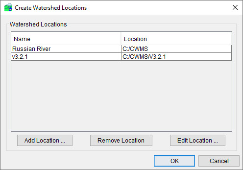 Create Watershed Locations Dialog