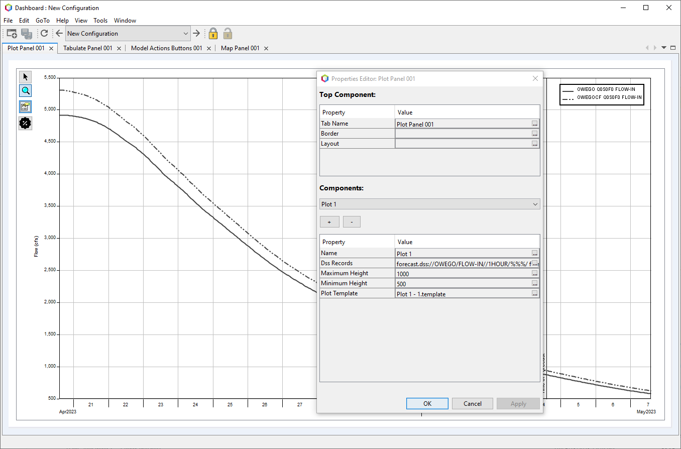 Plot Panel with Properties Editor Dialog Open Plot Panel with Properties Editor Dialog Open