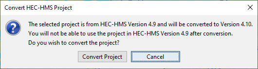 Convert HEC-HMS Project Dialog
