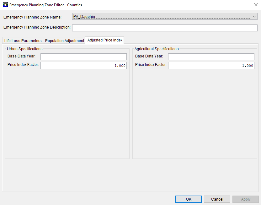 Emergency Planning Zones Editor Dialog