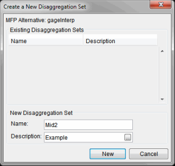 Create a New Disaggregation Set Dialog