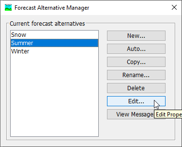 Forecast Alternative Manager Dialog - Edit Forecast Alternative