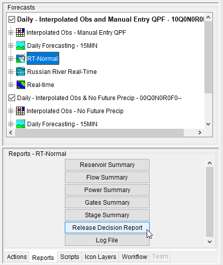 Reports Tab - HEC-ResSim Options