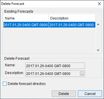 Delete Forecast Dialog 