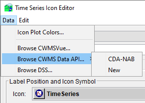 Data Menu Options - Browse CWMS Data API