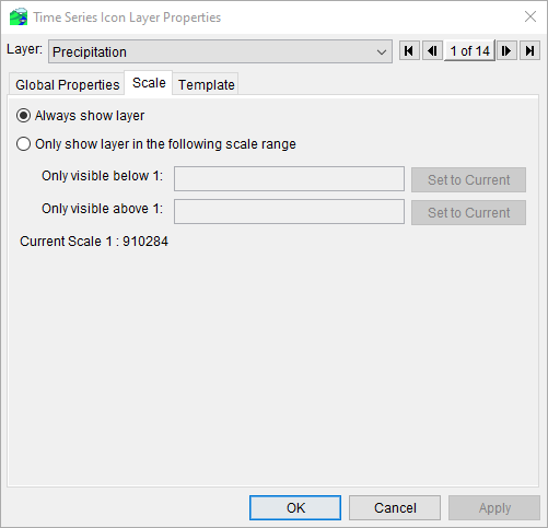 Time Series Icon Layer Properties - Scale Tab