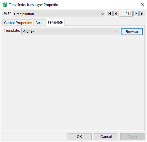 Time Series Icon Layer Properties - Template Tab
