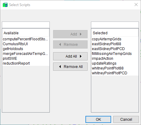 Select Scripts Dialog