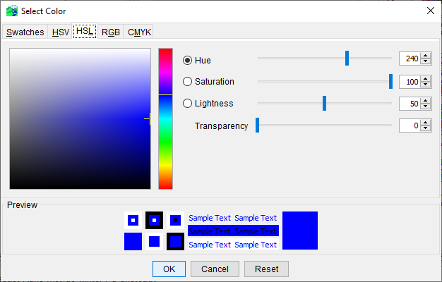 Color Chooser - HSL Tab