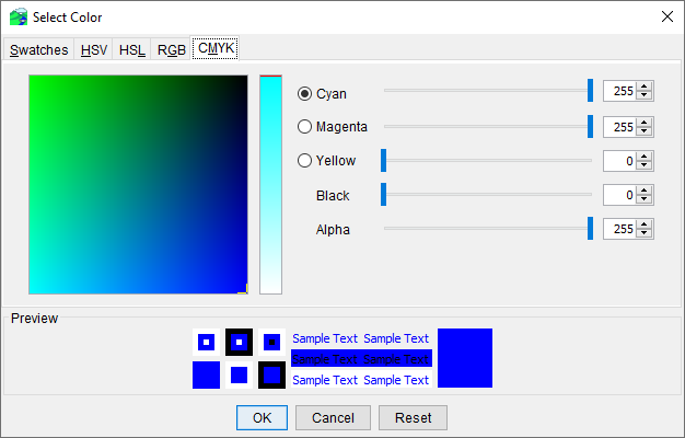 Color Chooser - CMYK Tab