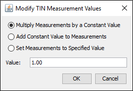 Modify TIN Measurement Values Dialog