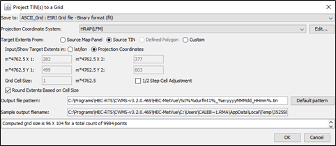 Project TIN(s) To A Grid Dialog