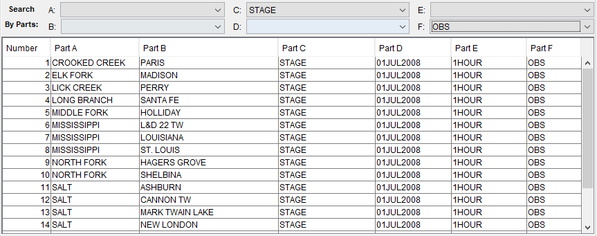 HEC-DSS Search by Parts Option