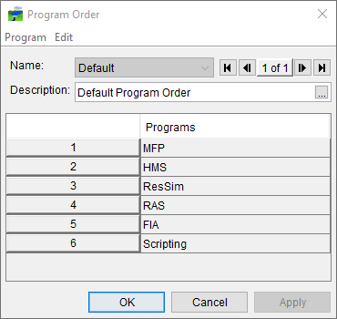 Program Order Dialog - Example Program Order 