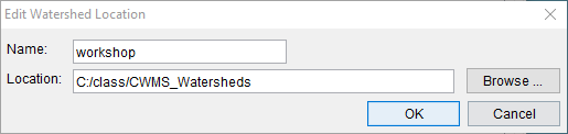 Edit Watershed Location Dialog