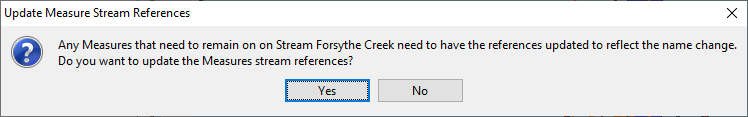 Update Measure Stream References Dialog 