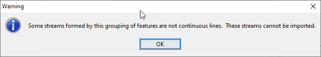 Warning Indicating Some Streams Are Not Continuous Lines