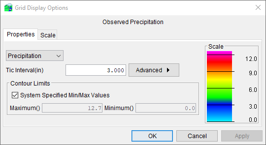 Grid Display Options Dialog - Properties Tab