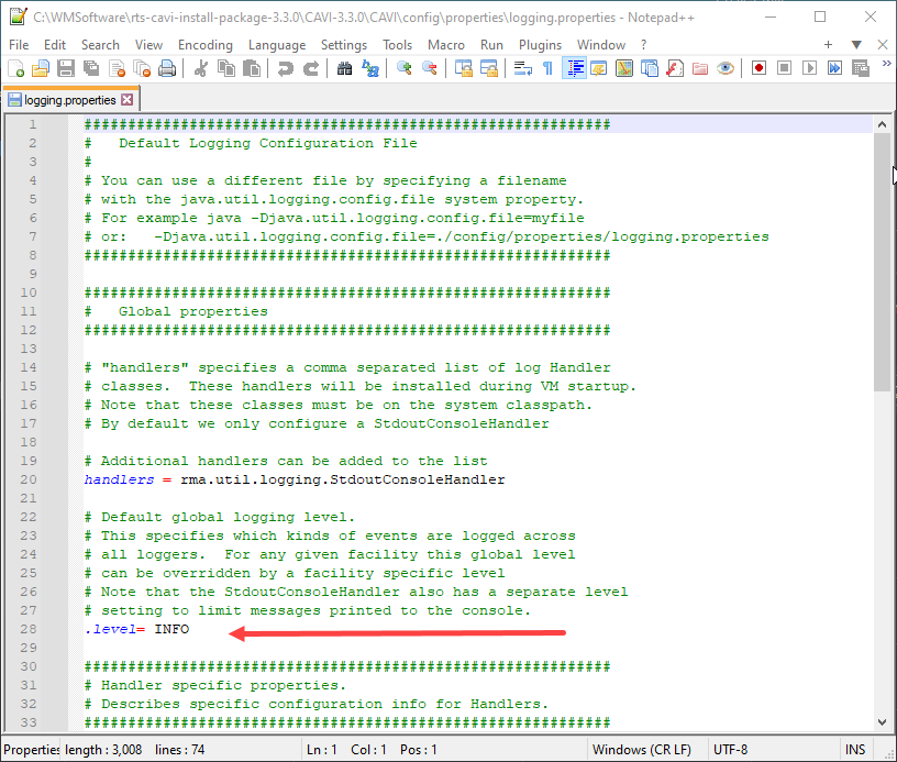 Logging Properties File