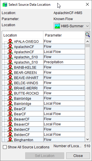 Select Source Data Location Dialog