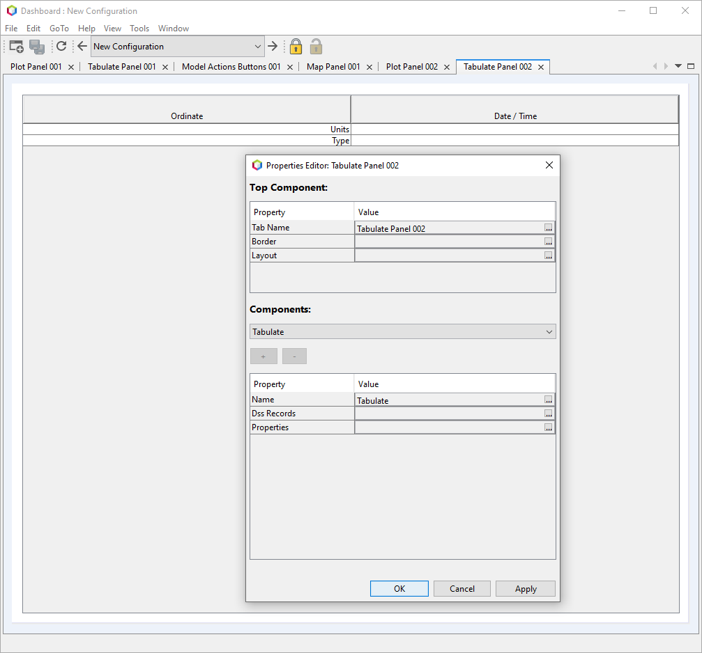 Tabulate Panel Widget with Properties Editor Open Tabulate Panel Widget with Properties Editor Open