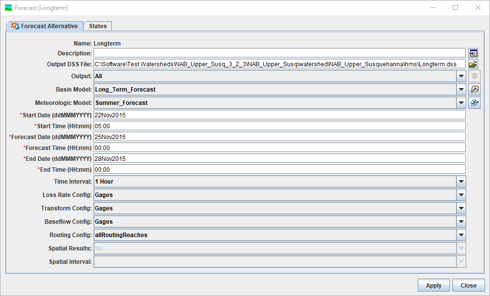 Forecast Alternative Editor Dialog