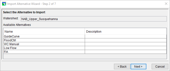 Import Alternatives Wizard - Step 2