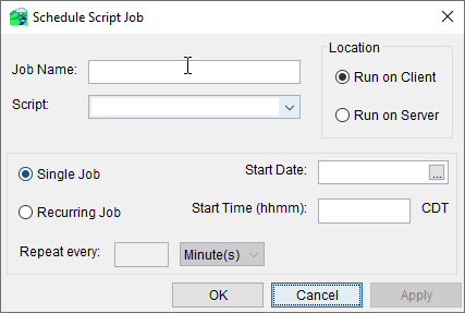 Schedule Script Job Dialog