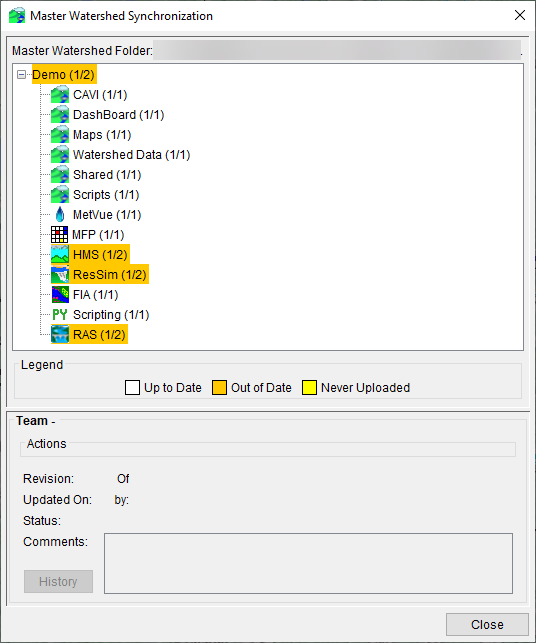 Master Watershed Synchronization Dialog