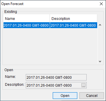Open Forecast Dialog 