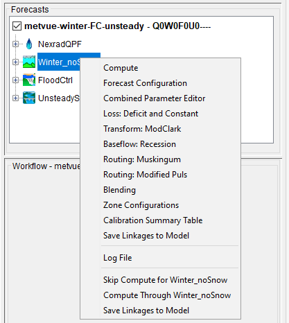 HEC-HMS Model Alternative Shortcut Menu HEC-HMS Model Alternative Shortcut Menu