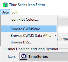 Data Menu Options - Browse CWMSVue