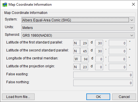 Albers Equal-Area Conic (SHG) Coordinate System