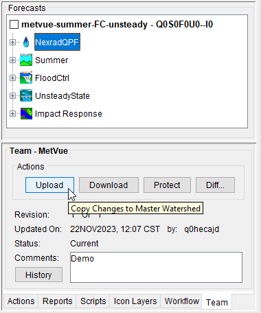 Uploading the HEC-MetVue Model Alternative