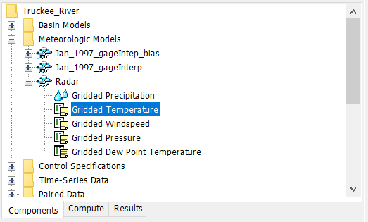 A Meteorologic Model using the Gridded Temperature Method with a Component Editor for all subbasins A Meteorologic Model using the Gridded Temperature Method with a Component Editor for all subbasins