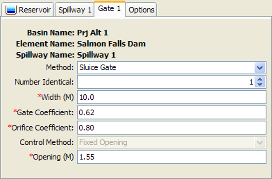 Sluice Gate editor for spillways