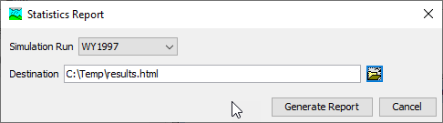 Statistics Report dialog Statistics Report dialog