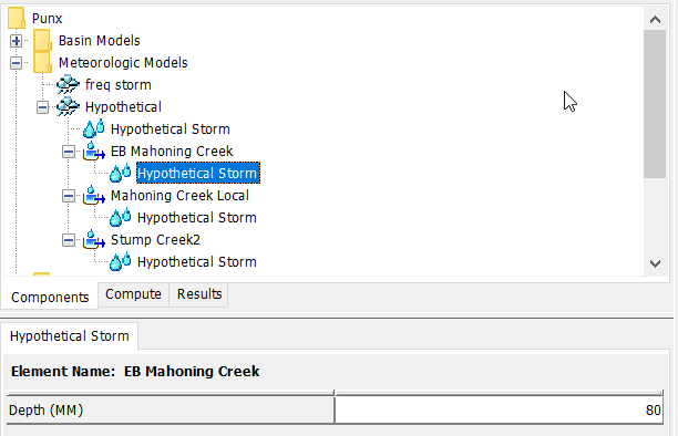 Component editor to enter point depth for an individual subbasin if Variable by Subbasin spatial distribution is selected.