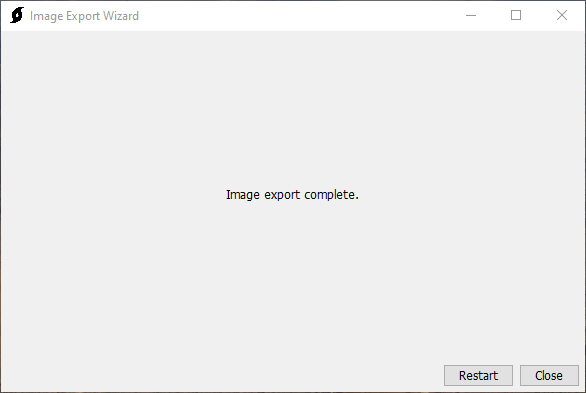Image Export Wizard reporting a completed export Image Export Wizard reporting a completed export