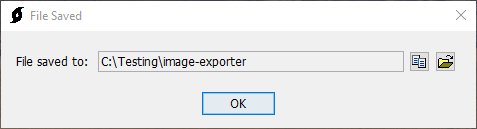 File Saved dialog File Saved dialog