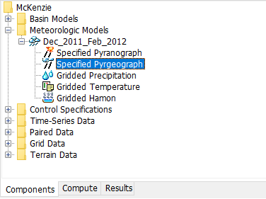 A Meteorologic Model using the Specified Pyrgeograph Longwave Method with a Component Editor for all subbasins in the Meteorologic Model