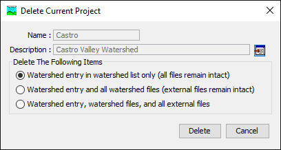Figure 6. Preparing to delete the current project Figure 6. Preparing to delete the current project