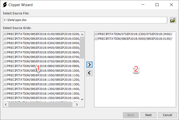 Select source grids Select source grids
