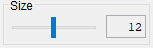 Example slider bar for selecting size (current selection set to 12).